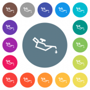 Oiler flat white icons on round color backgrounds. 17 background color variations are included. - Oiler flat white icons on round color backgrounds