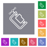 Folder compression outline flat icons on simple color square backgrounds - Folder compression outline square flat icons