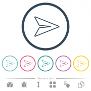 Send message outline flat color icons in round outlines. 6 bonus icons included. - Send message outline flat color icons in round outlines