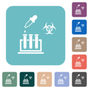 Biological experiment white flat icons on color rounded square backgrounds - Biological experiment rounded square flat icons