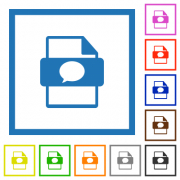 Message file type flat color icons with quadrant frames on white background - Message file type flat color icons with quadrant frames