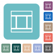 Three columned web layout outline white flat icons on color rounded square backgrounds - Three columned web layout outline rounded square flat icons