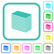 Paper stack solid vivid colored flat icons in curved borders on white background - Paper stack solid vivid colored flat icons