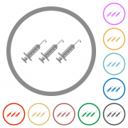 Third vaccine dose flat color icons in round outlines on white background - Third vaccine dose flat icons with outlines