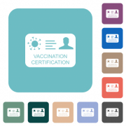 Vaccination certification white flat icons on color rounded square backgrounds - Vaccination certification rounded square flat icons