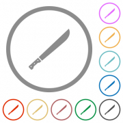 Machete flat color icons in round outlines on white background - Machete flat icons with outlines