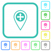 GPS location move vivid colored flat icons in curved borders on white background - GPS location move vivid colored flat icons