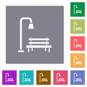 Park flat icons on simple color square backgrounds - Park square flat icons