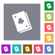 Card game solid flat icons on simple color square backgrounds - Card game solid square flat icons