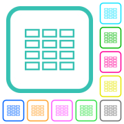 Spreadsheet table outline vivid colored flat icons in curved borders on white background - Spreadsheet table outline vivid colored flat icons