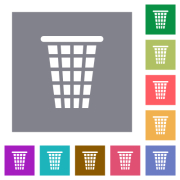 Single empty tall trash solid flat icons on simple color square backgrounds - Single empty tall trash solid square flat icons