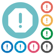 Octagon shaped error sign solid flat white icons on round color backgrounds - Octagon shaped error sign solid flat round icons
