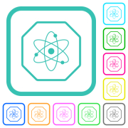 Octagon shaped nuclear energy sanction sign outline vivid colored flat icons in curved borders on white background - Octagon shaped nuclear energy sanction sign outline vivid colored flat icons