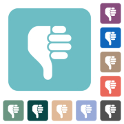left handed thumbs down solid white flat icons on color rounded square backgrounds - left handed thumbs down solid rounded square flat icons
