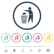 Tidy man solid flat color icons in round outlines. 6 bonus icons included. - Tidy man solid flat color icons in round outlines