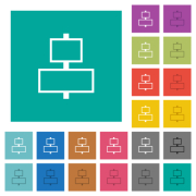 Align to center outline multi colored flat icons on plain square backgrounds. Included white and darker icon variations for hover or active effects. - Align to center outline square flat multi colored icons