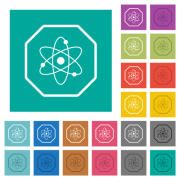 Octagon shaped nuclear energy sanction sign outline multi colored flat icons on plain square backgrounds. Included white and darker icon variations for hover or active effects. - Octagon shaped nuclear energy sanction sign outline square flat multi colored icons