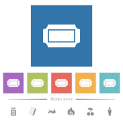 Ticket with straight edges flat white icons in square backgrounds. 6 bonus icons included. - Ticket with straight edges flat white icons in square backgrounds