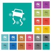 Snowy road dashboard indicator multi colored flat icons on plain square backgrounds. Included white and darker icon variations for hover or active effects. - Snowy road dashboard indicator square flat multi colored icons