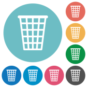 Single empty tall trash outline flat white icons on round color backgrounds - Single empty tall trash outline flat round icons