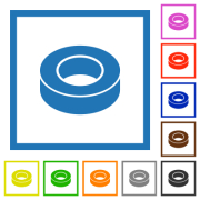 Insulating tape flat color icons in square frames on white background - Insulating tape flat framed icons