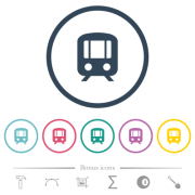 Train flat color icons in round outlines. 6 bonus icons included. - Train flat color icons in round outlines