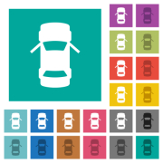 Car open front doors dashboard indicator multi colored flat icons on plain square backgrounds. Included white and darker icon variations for hover or active effects. - Car open front doors dashboard indicator square flat multi colored icons