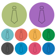 Tie outline darker flat icons on color round background - Tie outline color darker flat icons