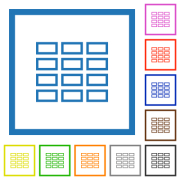 Spreadsheet table outline flat color icons in square frames on white background - Spreadsheet table outline flat framed icons