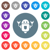 Rolling robot flat white icons on round color backgrounds. 17 background color variations are included. - Rolling robot flat white icons on round color backgrounds