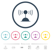 Radio transmitter solid flat color icons in round outlines. 6 bonus icons included. - Radio transmitter solid flat color icons in round outlines