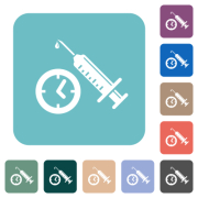 Vaccination appointment white flat icons on color rounded square backgrounds - Vaccination appointment rounded square flat icons