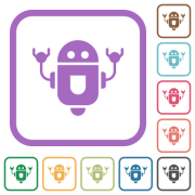 Rolling robot simple icons in color rounded square frames on white background - Rolling robot simple icons
