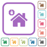 Home quarantine simple icons in color rounded square frames on white background - Home quarantine simple icons