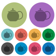 Teapot solid darker flat icons on color round background - Teapot solid color darker flat icons