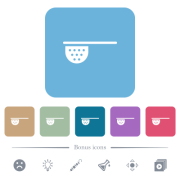 Tea stainer white flat icons on color rounded square backgrounds. 6 bonus icons included - Tea stainer flat icons on color rounded square backgrounds