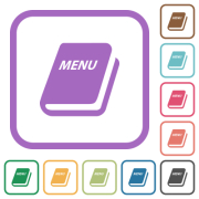 Menu simple icons in color rounded square frames on white background