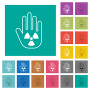 Hand shaped uranium sanction sign outline multi colored flat icons on plain square backgrounds. Included white and darker icon variations for hover or active effects. - Hand shaped uranium sanction sign outline square flat multi colored icons