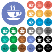 Cup of tea multi colored flat icons on round backgrounds. Included white, light and dark icon variations for hover and active status effects, and bonus shades. - Cup of tea round flat multi colored icons