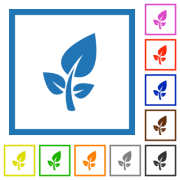 Sustainability solid flat color icons in square frames on white background - Sustainability solid flat framed icons