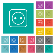 Electrical socket with one outlet outline multi colored flat icons on plain square backgrounds. Included white and darker icon variations for hover or active effects. - Electrical socket with one outlet outline square flat multi colored icons