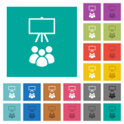 Classroom multi colored flat icons on plain square backgrounds. Included white and darker icon variations for hover or active effects. - Classroom square flat multi colored icons