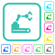 Robotic arm vivid colored flat icons in curved borders on white background - Robotic arm vivid colored flat icons