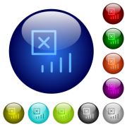 Signal error icons on round glass buttons in multiple colors. Arranged layer structure - Signal error color glass buttons