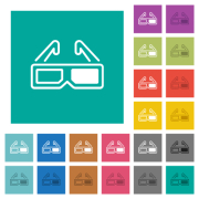 Retro 3d glasses alternate multi colored flat icons on plain square backgrounds. Included white and darker icon variations for hover or active effects. - Retro 3d glasses alternate square flat multi colored icons