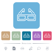 Retro 3D glasses outline white flat icons on color rounded square backgrounds. 6 bonus icons included - Retro 3D glasses outline flat icons on color rounded square backgrounds