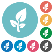 Sustainability solid flat white icons on round color backgrounds - Sustainability solid flat round icons