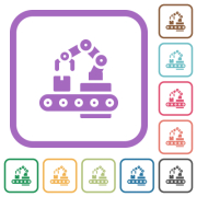Robotic arm simple icons in color rounded square frames on white background - Robotic arm simple icons
