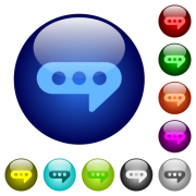 Chat bubble icons on round glass buttons in multiple colors. Arranged layer structure - Chat bubble color glass buttons