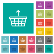 Shopping basket remove outline multi colored flat icons on plain square backgrounds. Included white and darker icon variations for hover or active effects. - Shopping basket remove outline square flat multi colored icons